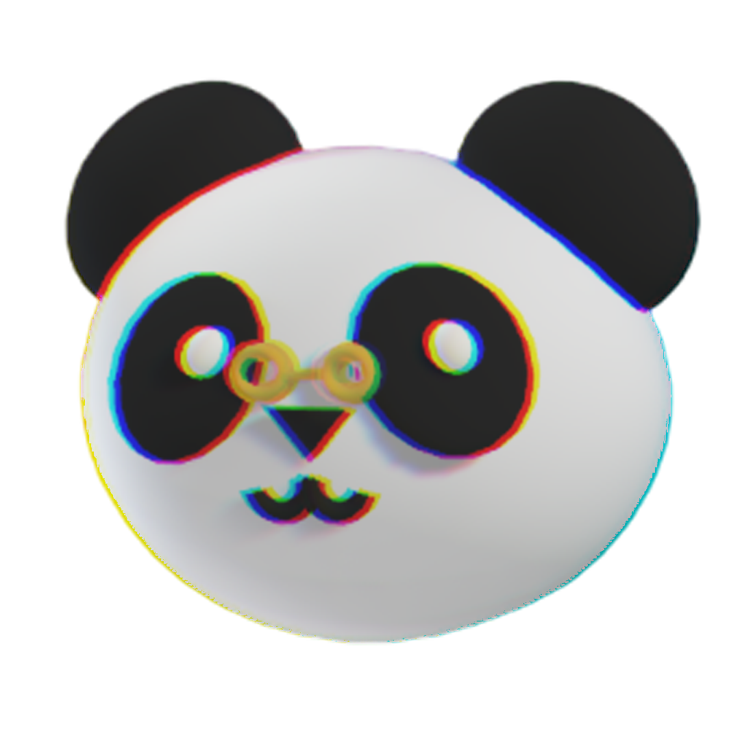 Neri, a panda face wearing yellow glasses